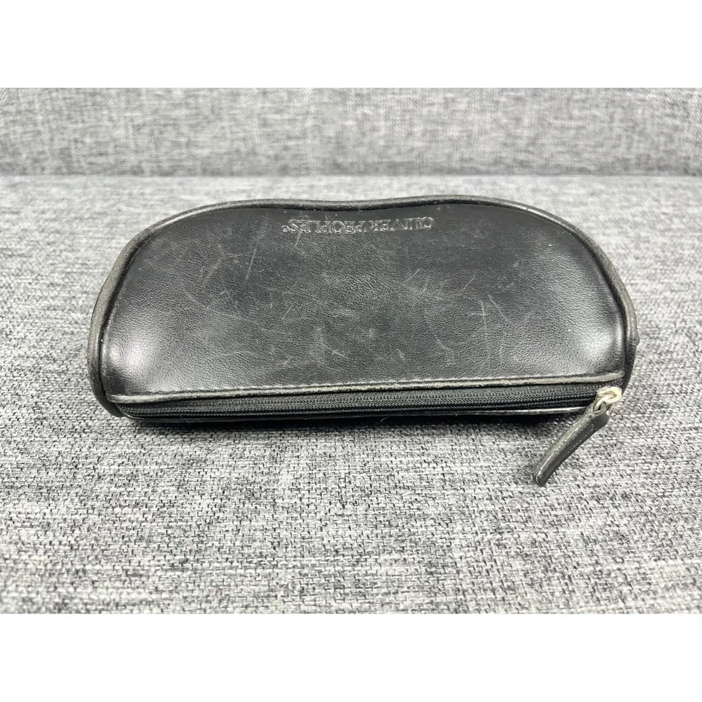 Oliver Peoples Black Zippered Eyewear Sunglasses Case Pouch Logo Distressed